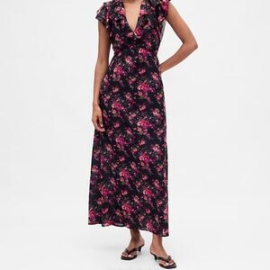 GAP Black and Pink Floral Maxi Dress